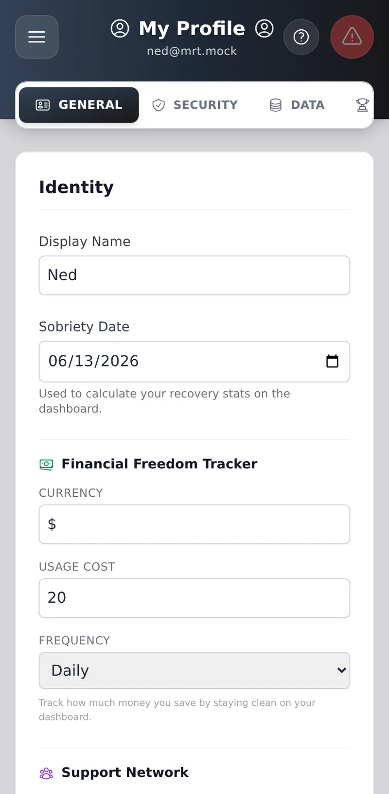 My Profile - General Settings